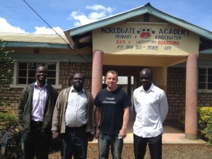 Zack and I meeting with the staff of Worldgate Academy.